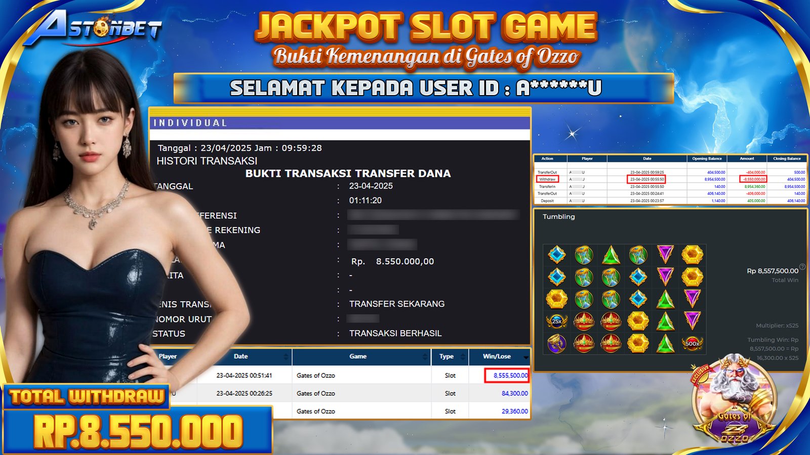 ASTONBET - KEMENANGAN MEMBER SLOT GAME DI GAME GATES OF OZZO RP. 8.550.000,- LUNAS