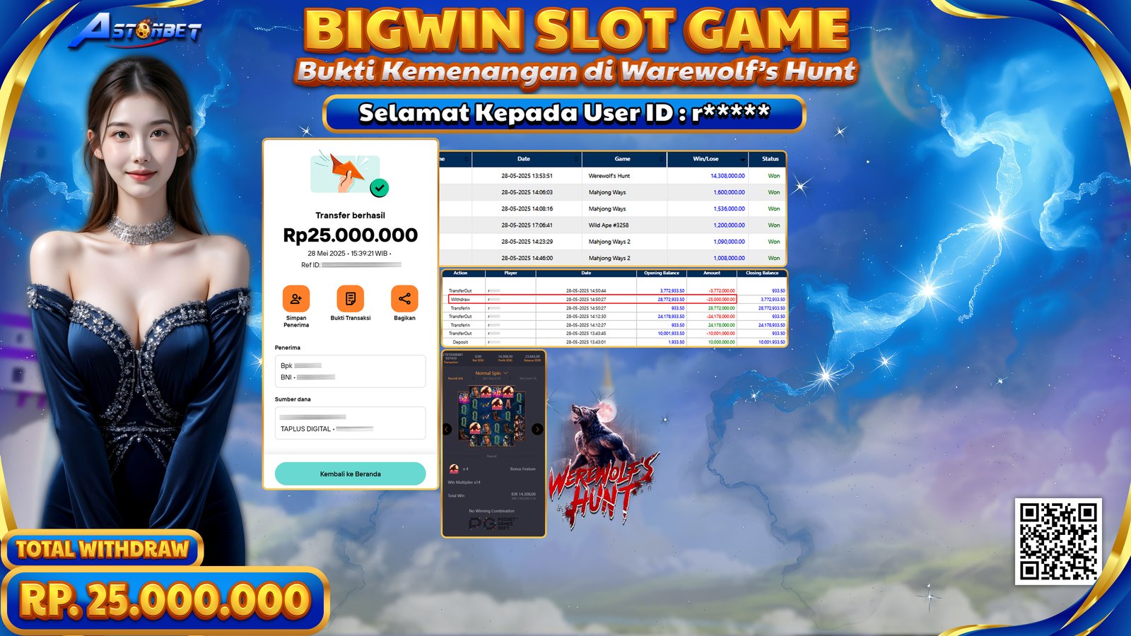 ASTONBET - KEMENANGAN MEMBER DI GAME WAREWOLF'S HUNT RP. 25.000.000,- LUNAS