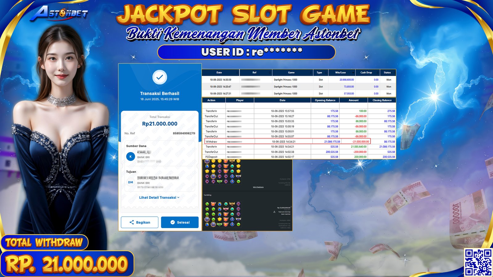 ASTONBET - KEMENANGAN MEMBER DI GAME STARLIGHT PRINCESS 1000 RP. 21.000.000,- LUNAS